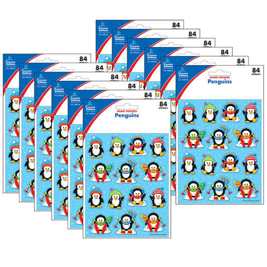 (12 PK) PENGUINS SHAPE STICKERS