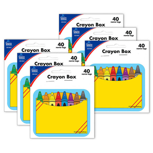 (6 PK) NAME TAGS CRAYON BOX