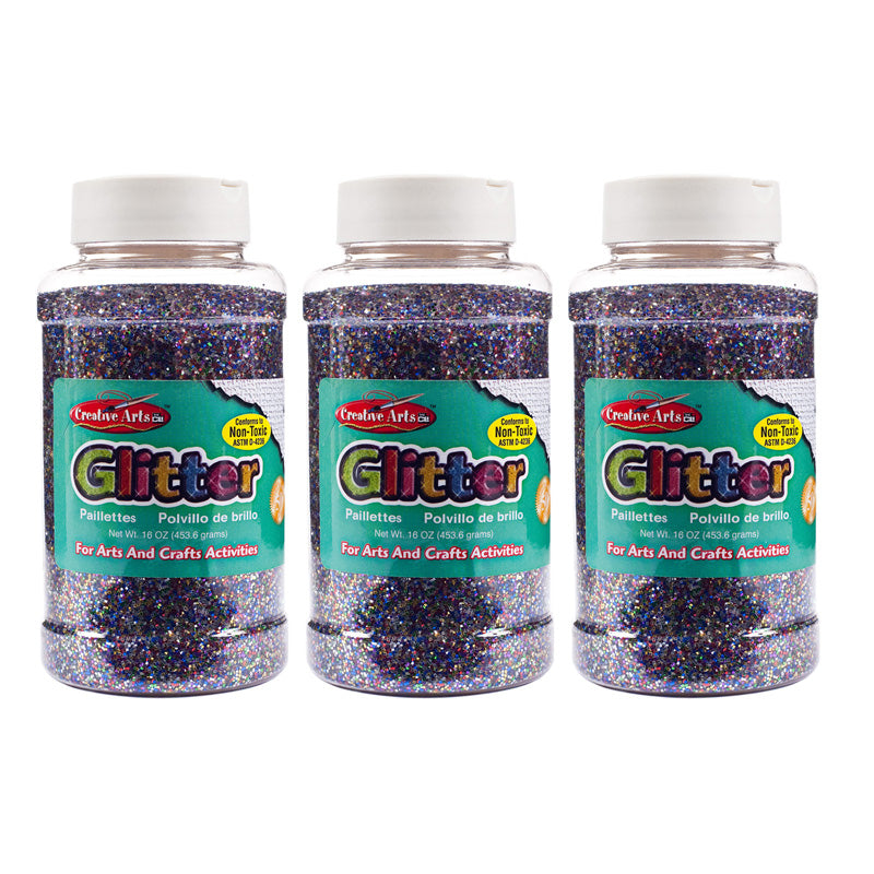 (3 EA) GLITTER 16OZ BOTTLE MULTICLR