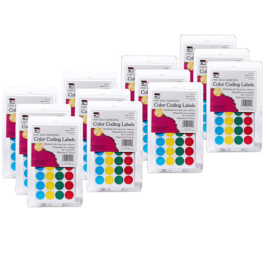 (12 PK) COLOR CODING LABELS ASST