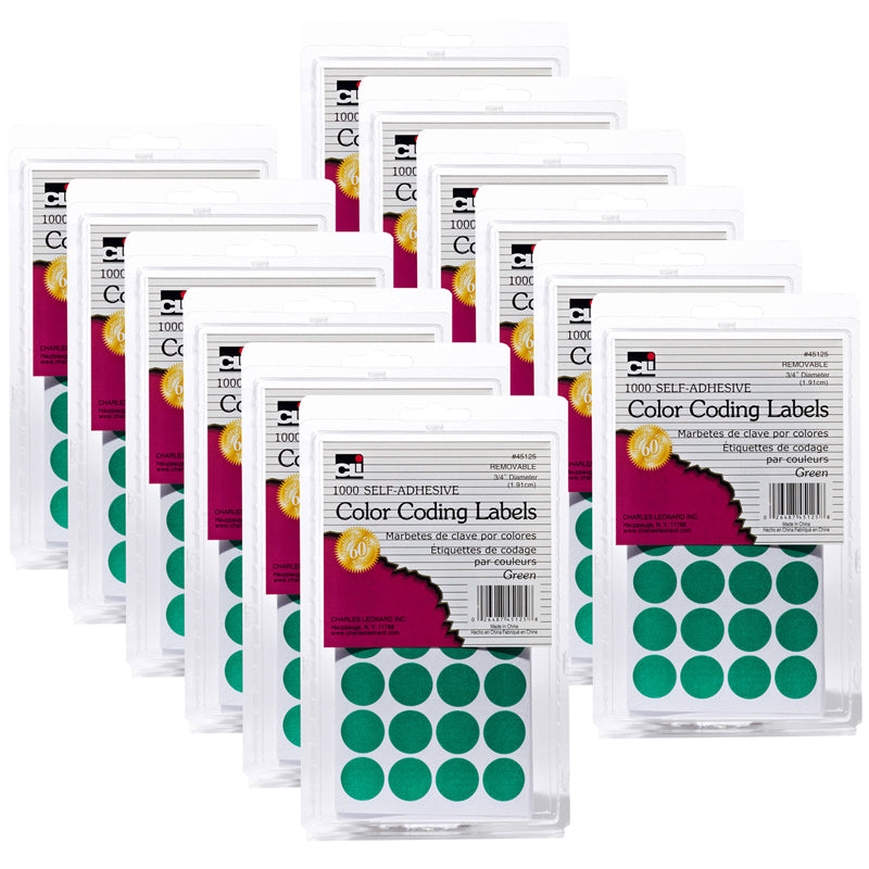 (12 PK) COLOR CODING LABELS GREEN