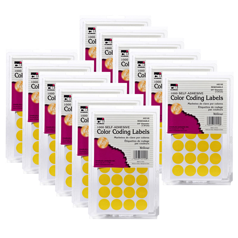 (12 PK) COLOR CODING LABELS YELLOW