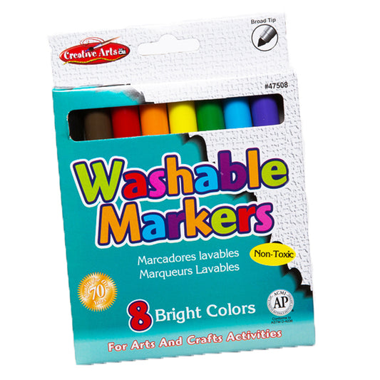 MARKERS WASHABLE BROAD TIP 8/BX