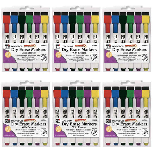 (6 EA) MAGNETIC DRY ERASE MARKERS