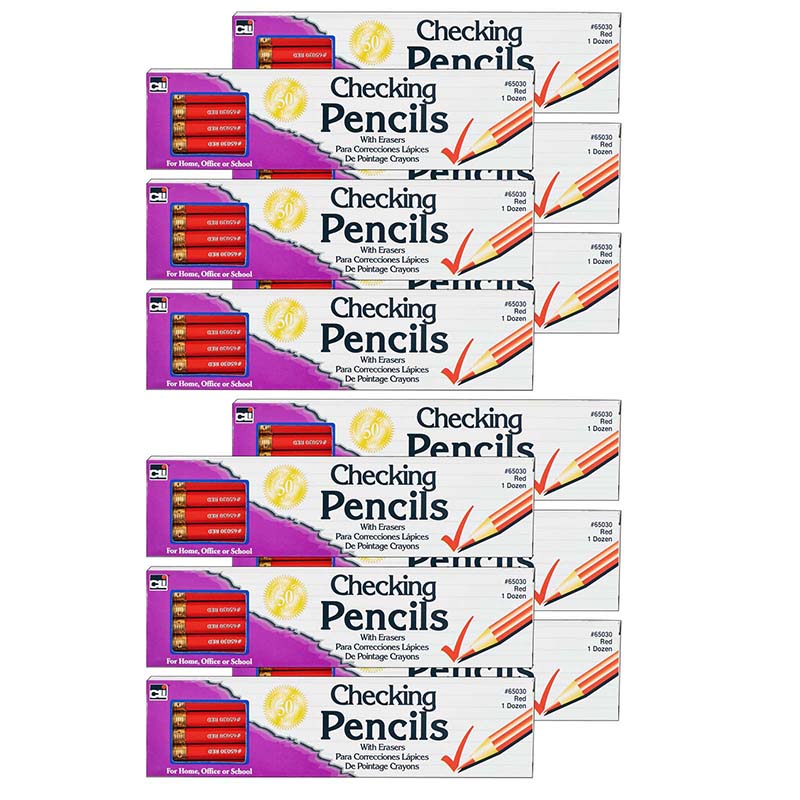 (12 BX) PENCIL CHECKING RED WITH