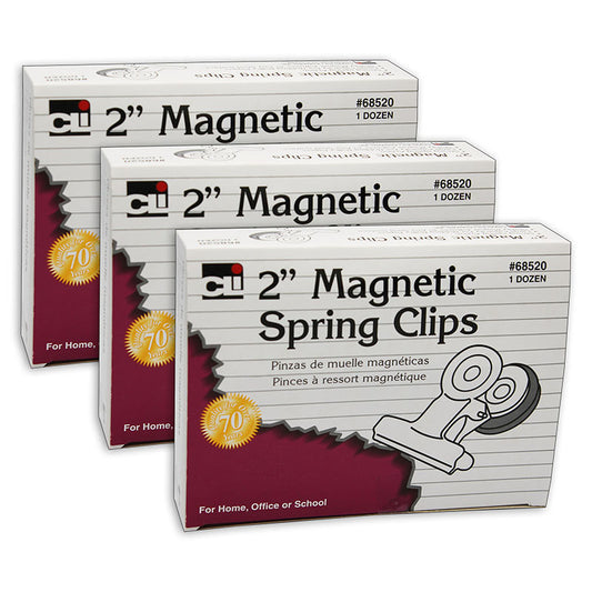 (3 BX) MAGNETIC SPRING CLIPS 2IN