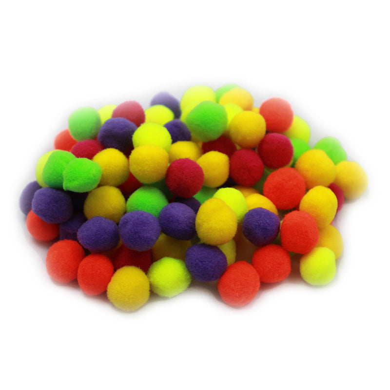 POM POMS .5IN HOT COLORS 100CT