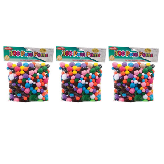 (3 PK) POM POMS ASST SIZES & COLORS