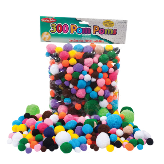 POM POMS ASST SIZES & COLORS 300CT