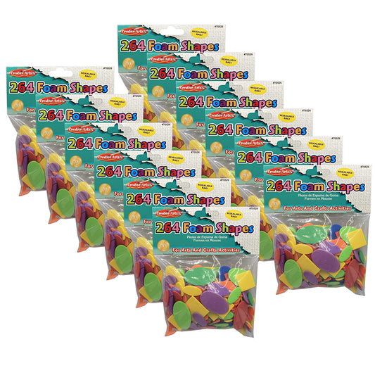 (12 PK) FOAM SHAPES ASST COLORS 264