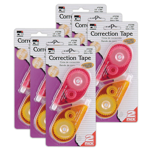 (6 PK) CORRECTION TAPE ASRTD COLORS