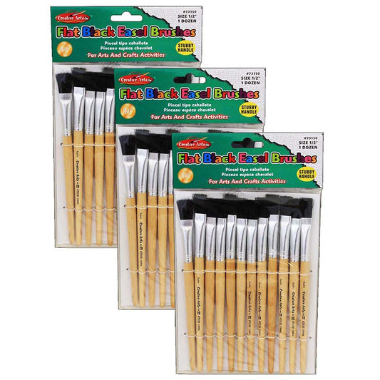 (3 PK) BRUSHES STUBBY EASEL FLAT
