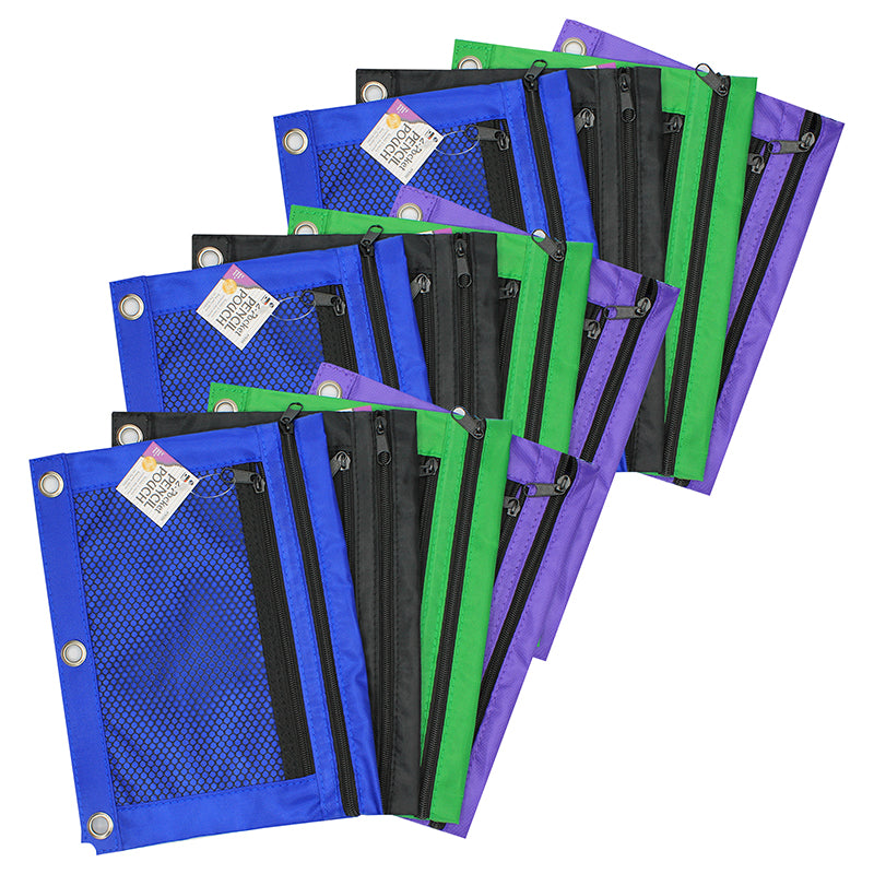 (12 EA) 2 POCKET PENCIL POUCH