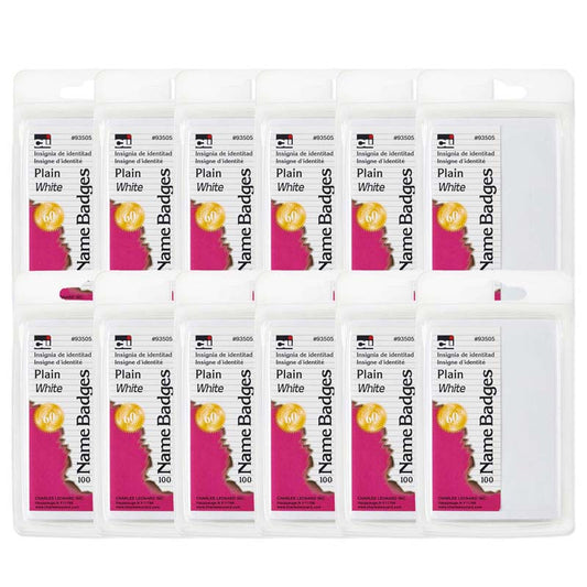 (12 PK) NAME BADGES PLAIN WHITE