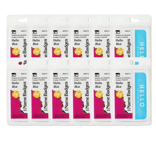 (12 PK) NAME BADGES HELLO BLUE