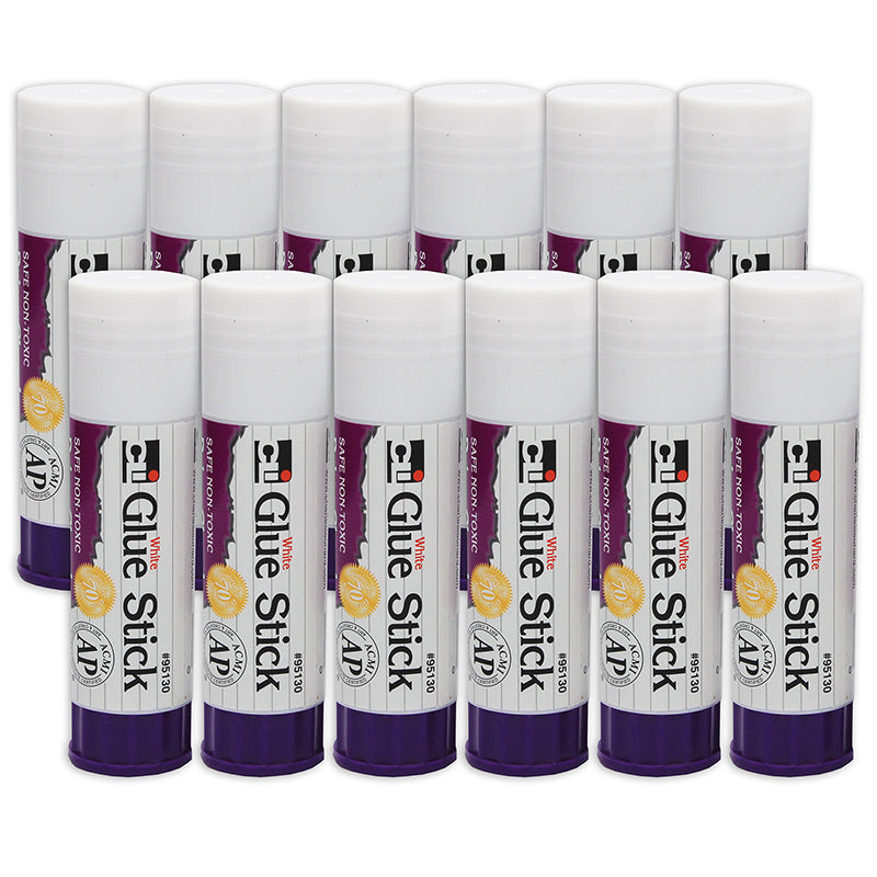 ECONOMY GLUE STICKS WHT 1.3OZ 12PK