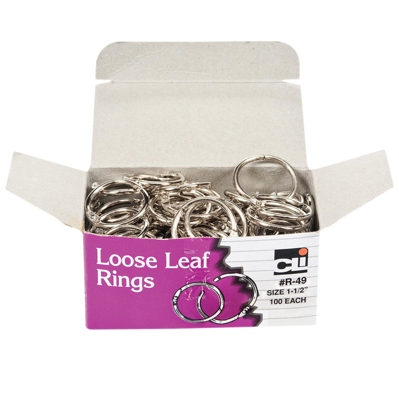 LOOSE LEAF BOOK RINGS 100/BOX 1 1/2