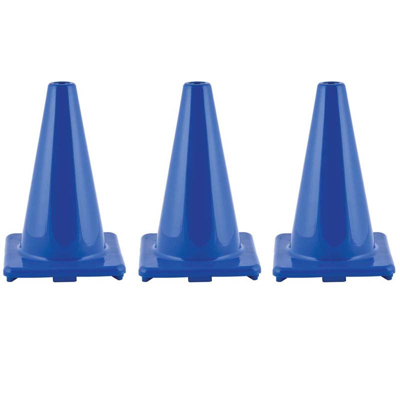 (3 EA) FLEXIBLE VINYL CONE 12IN BLU