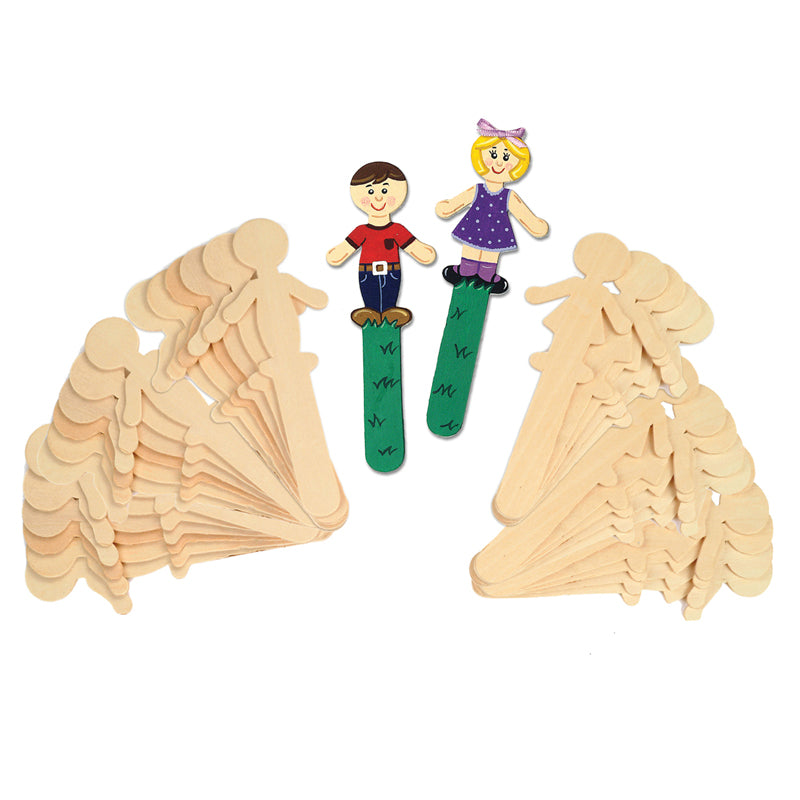 PEOPLE SHAPED WOOD CRAFT 36 PCS