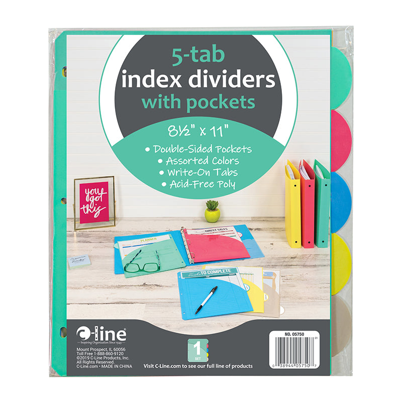 5 TAB POLY INDEX DIVIDERS WITH