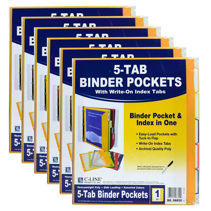 (6 PK) C LINE BINDER POCKETS WITH