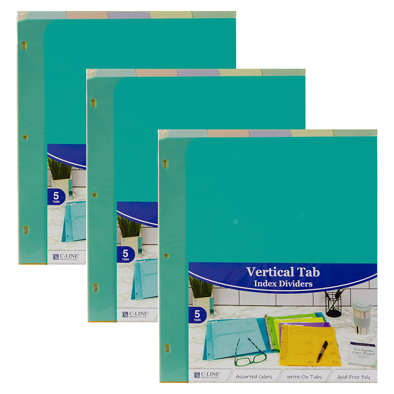 (3 PK) 5 TAB INDEX DIVIDERS W/