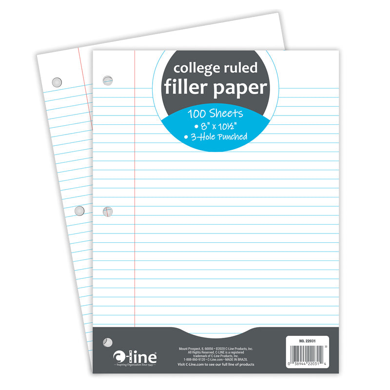 FILLER PAPER COLLEGE RULED 100/PK