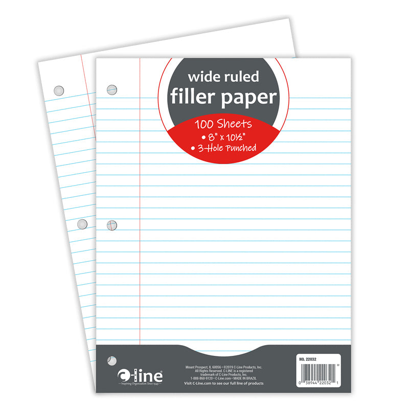 FILLER PAPER WIDE RULED 100/PK