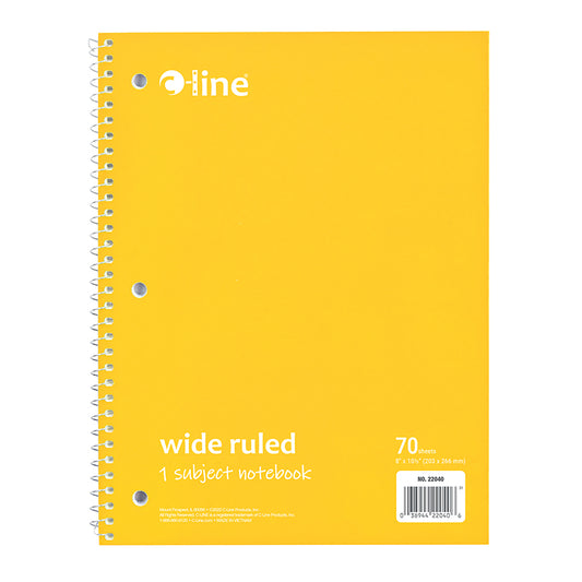 C LINE YLW 1 SUB WIDE RULED NOTEBK