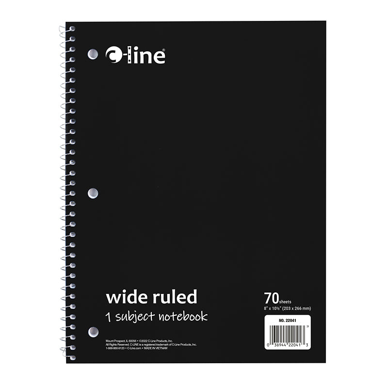 C LINE BLK 1 SUB WIDE RULED NOTEBK