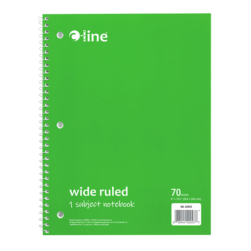 C LINE GRN 1 SUB WIDE RULED NOTEBK