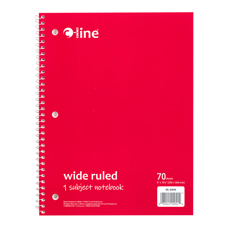 C LINE RED 1 SUB WIDE RULED NOTEBK