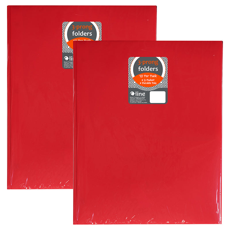 (2 PK) RED 2 POCKET POLY PORTFOLIOS