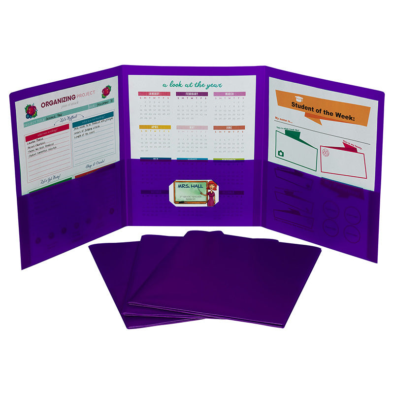 PURP TRI FOLD POCKET FOLDER POLY