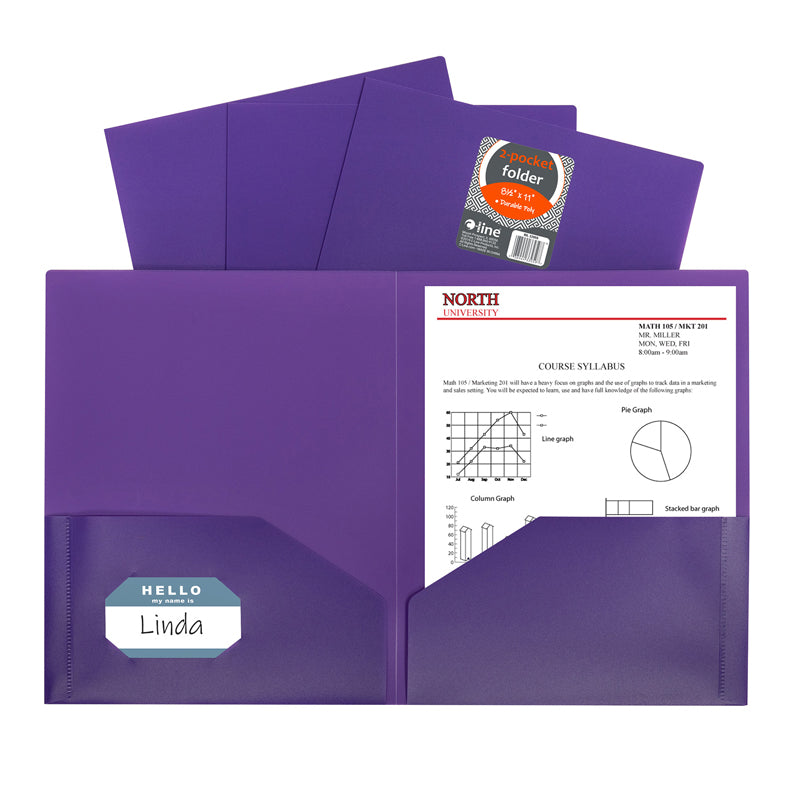 C LINE PURP 2 POCKET POLY PORTFOLIO