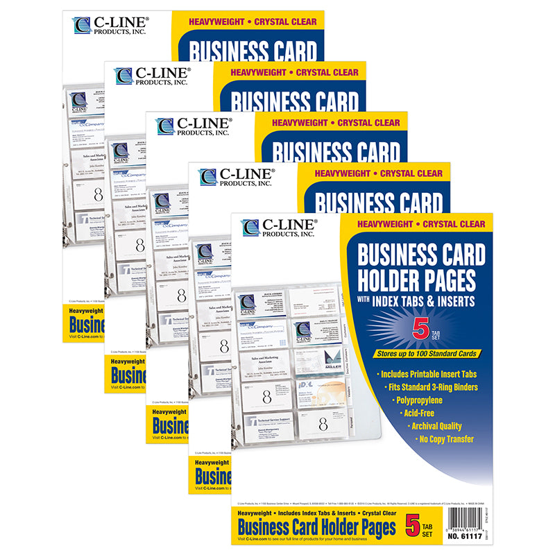 (5 PK) BUSINESS CARD HOLD POLY TABS