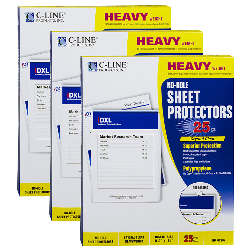 (3 CT) NO HOLE SHEET PROTECTOR