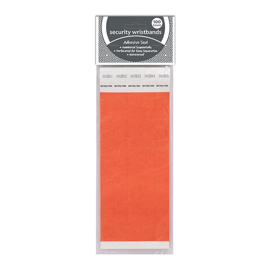 SECURITY WRISTBANDS ORANGE 100/PK