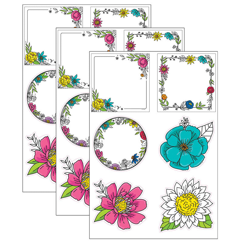 (3 PK) BLOOMS DOODLY 6IN CUT-OUTS
