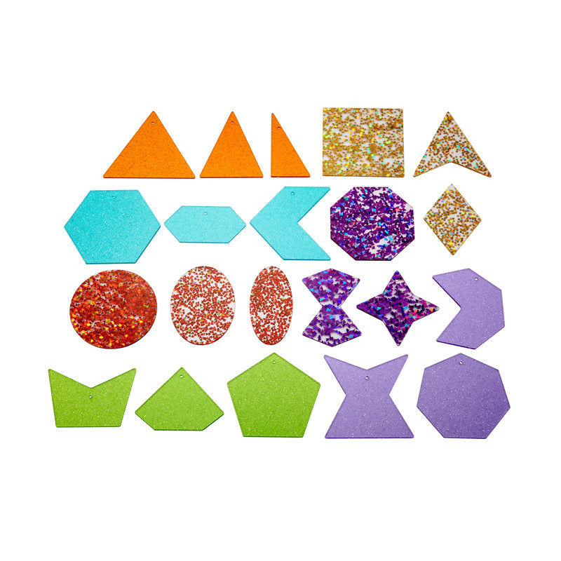 RAINBOW GLITTER SHAPES SET OF 21