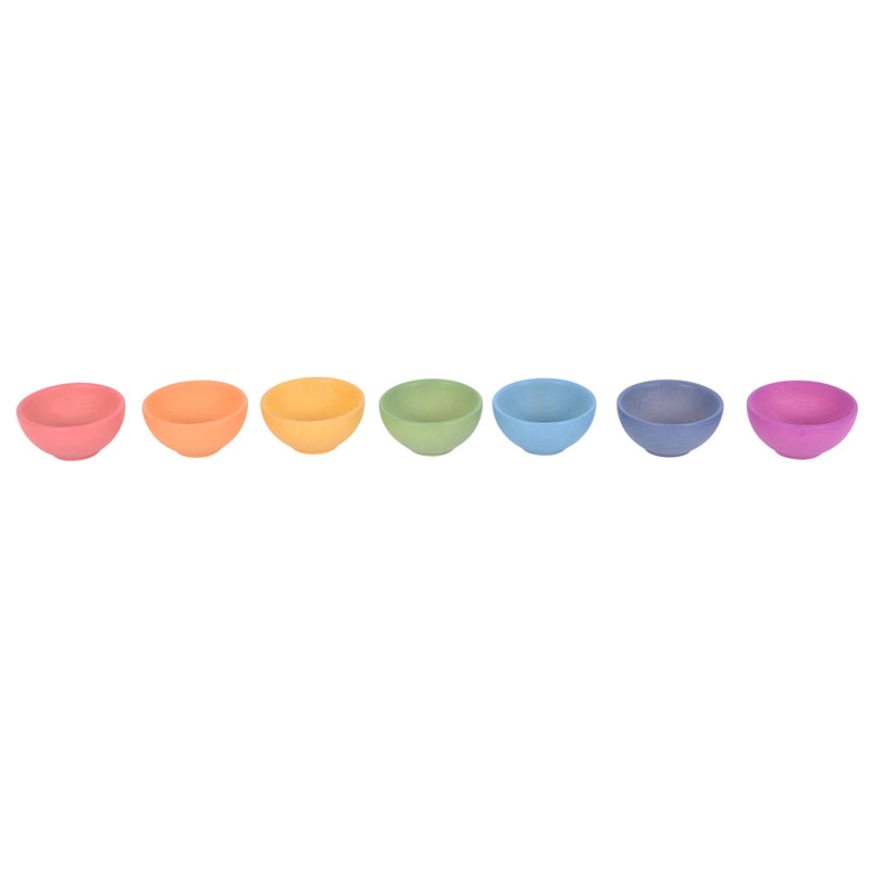 RAINBOW WOODEN BOWLS SET OF 7