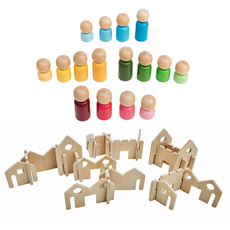 WOODEN FAMILIES & BUILDINGS KIT