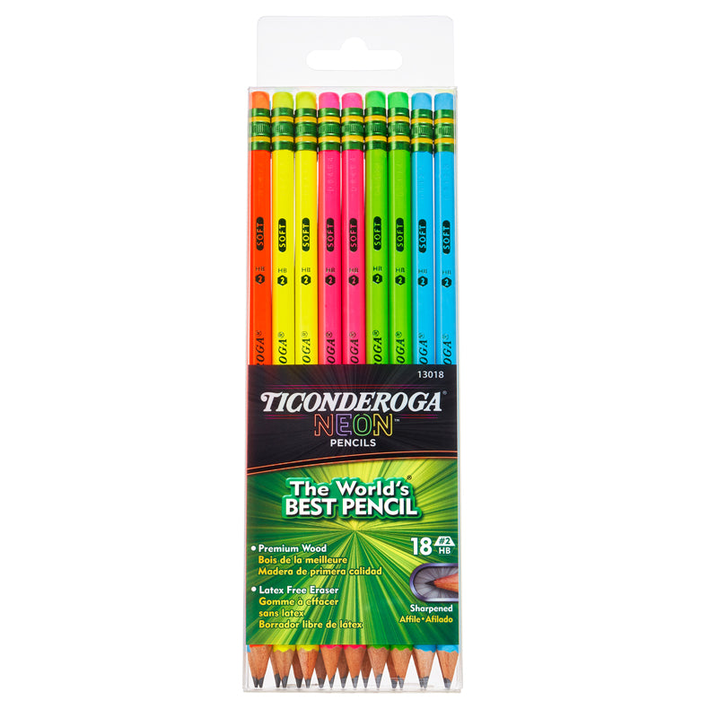 TICONDEROGA NEON PENCIL 18 CT