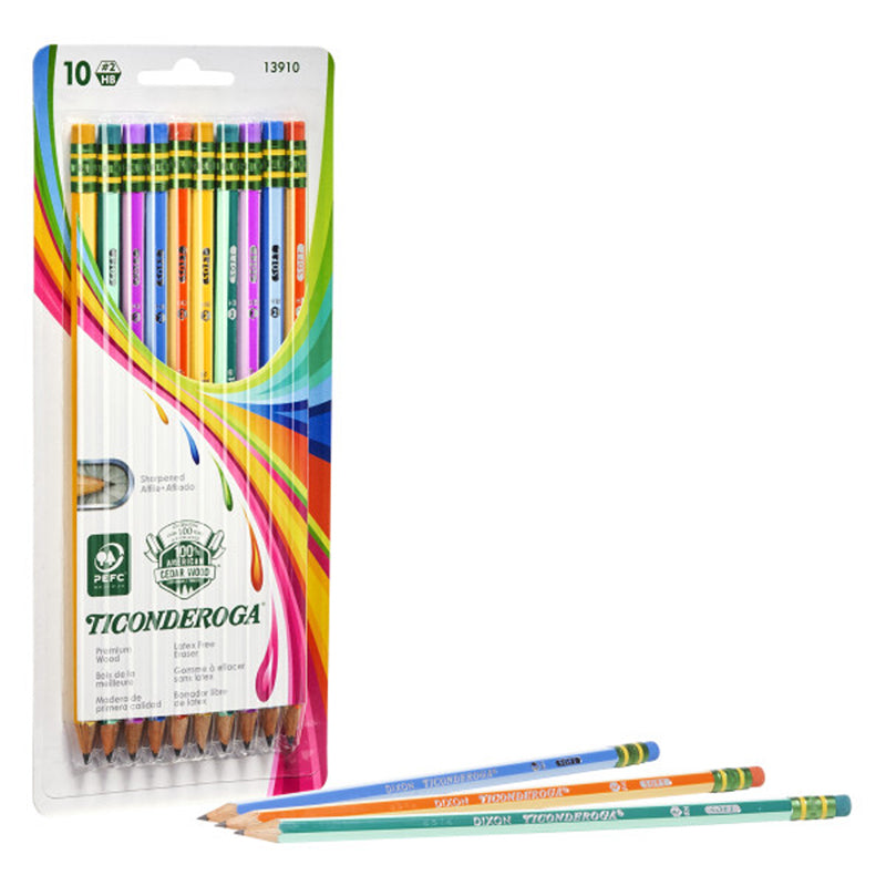 PENCILS NO 2 SOFT NEON STRIPES 10PK