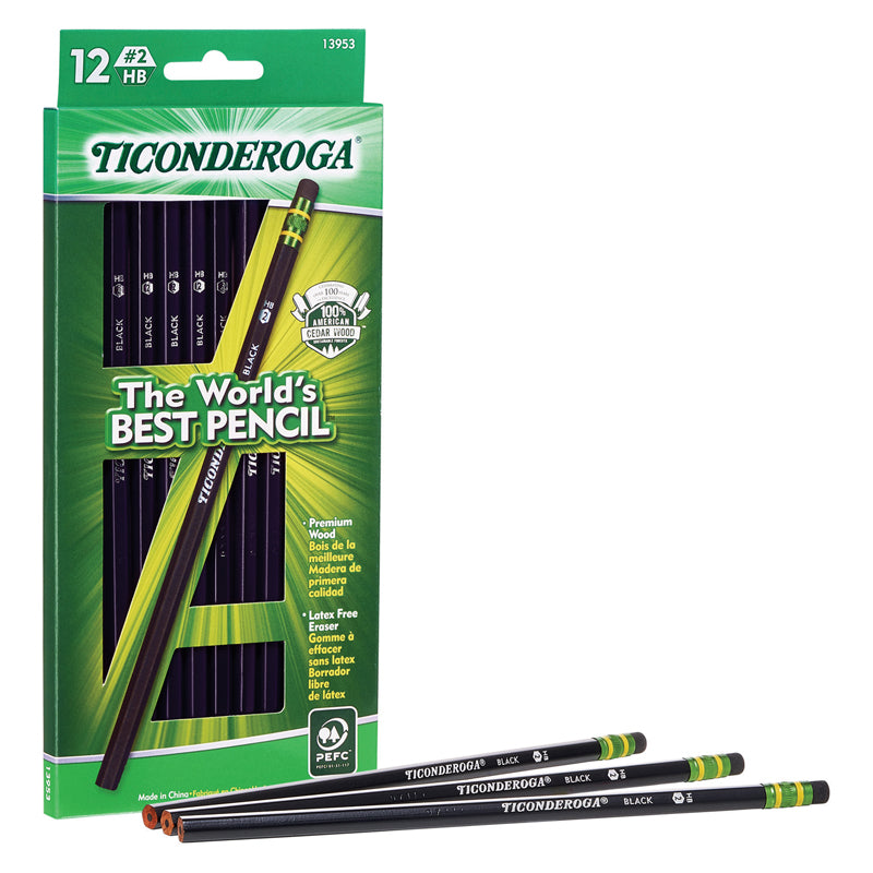 TICONDEROGA BLACK NUM2 PENCIL 12CT