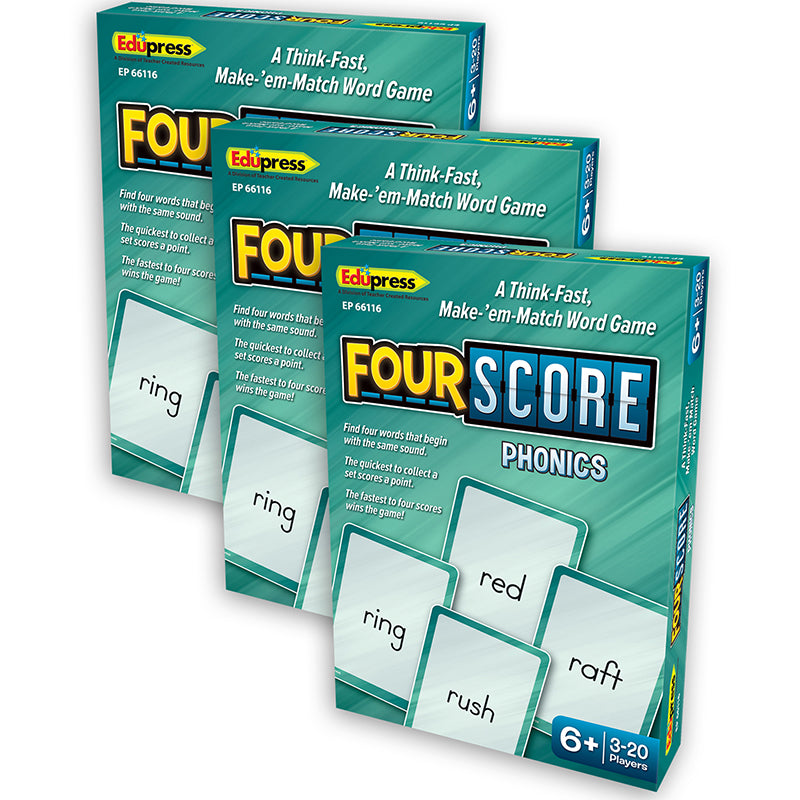 (3 PK) FOUR SCORE PHONICS CARD GAME
