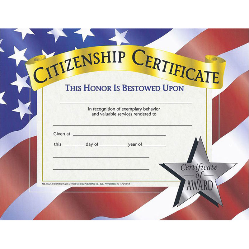 CERTIFICATES CITIZENSHIP 30 PK