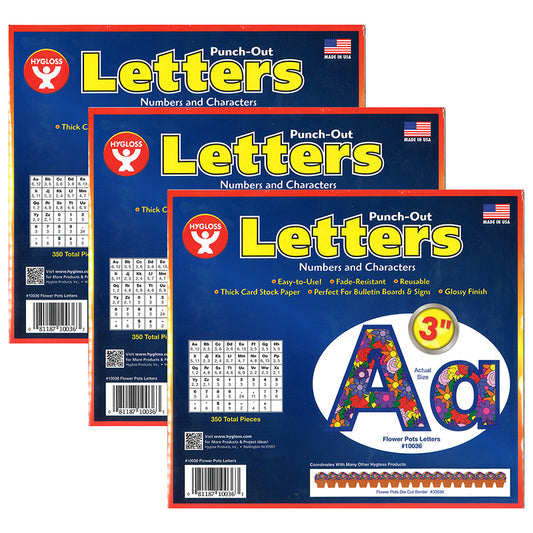 (3 PK) FLOWER POT PUNCH-OUT LETTERS