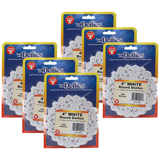 (6 PK) DOILIES 4 WHITE ROUND