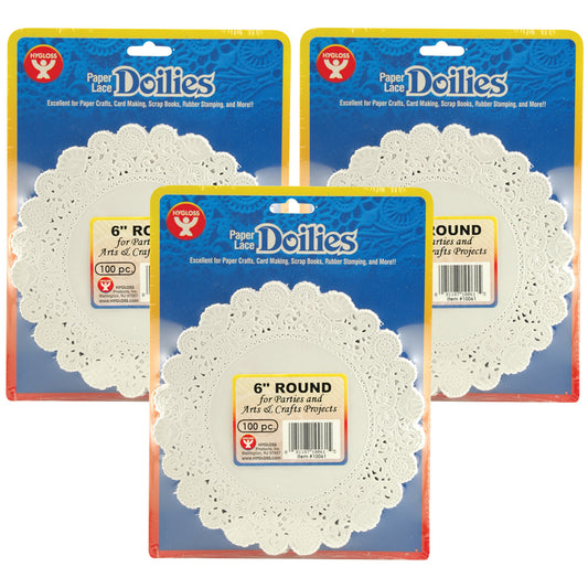(3 PK) DOILIES 6 WHITE ROUND